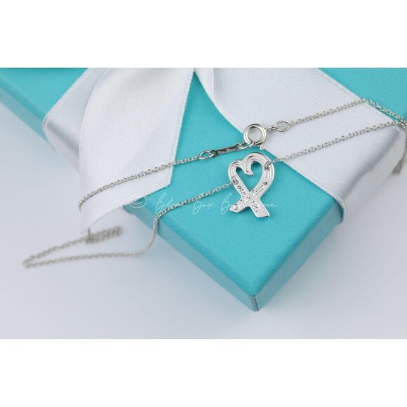 TIFFANY & Co. Sterling 925 Silver Paloma Picasso Loving Heart Necklace 16" Chain - Picture 6 of 8